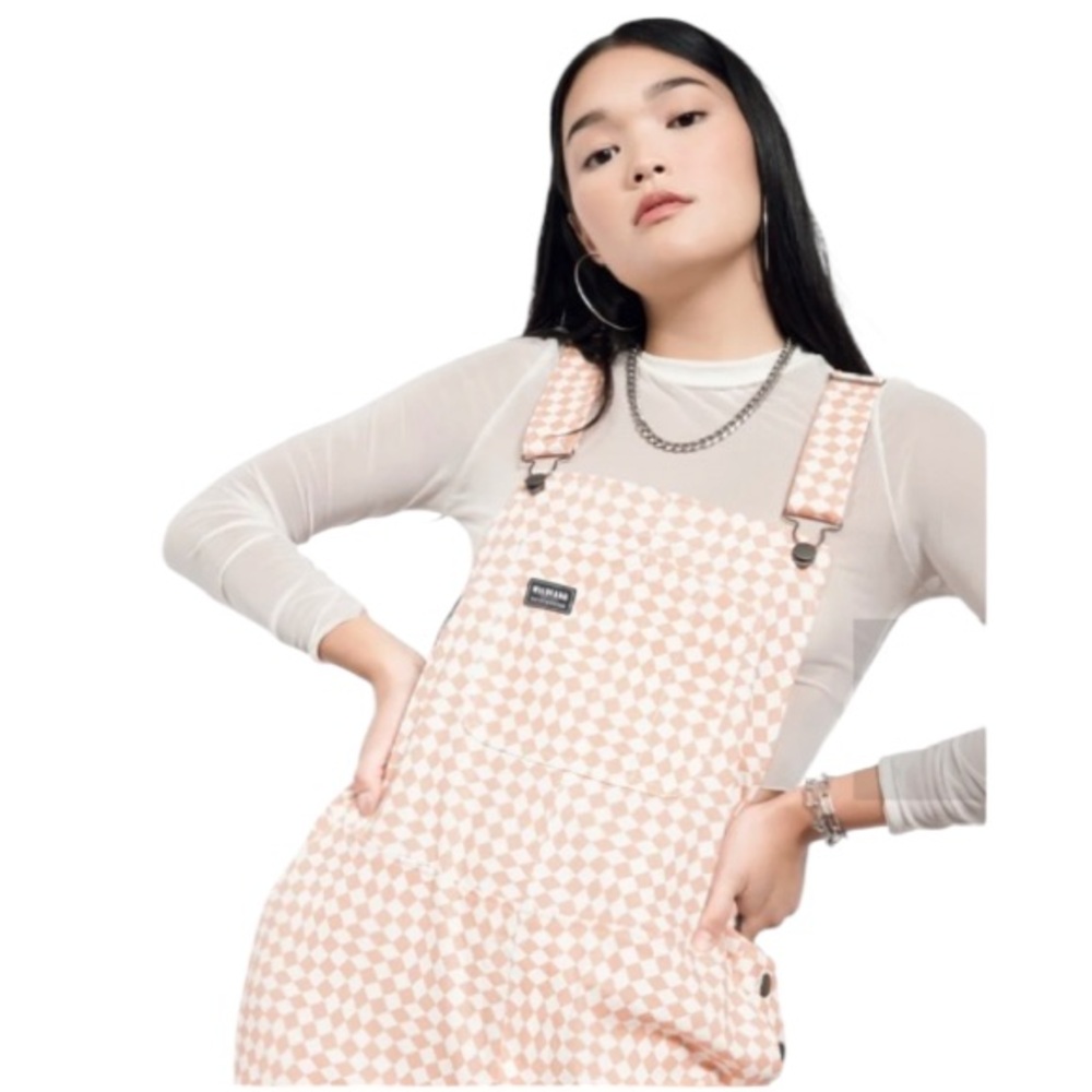 NWOT Wildfang The Essential Overall Orange White Checkered Size Small